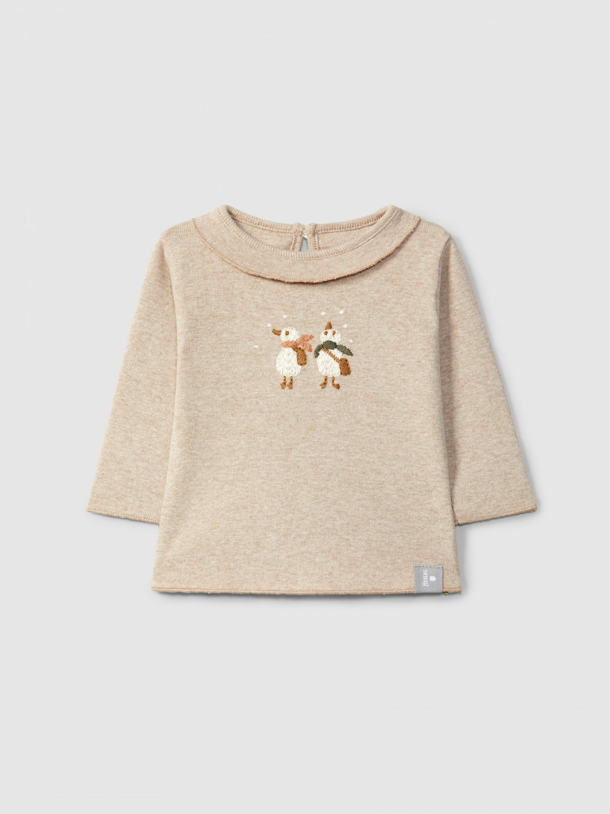 Longsleeve em algodão com bordado em fio de lã