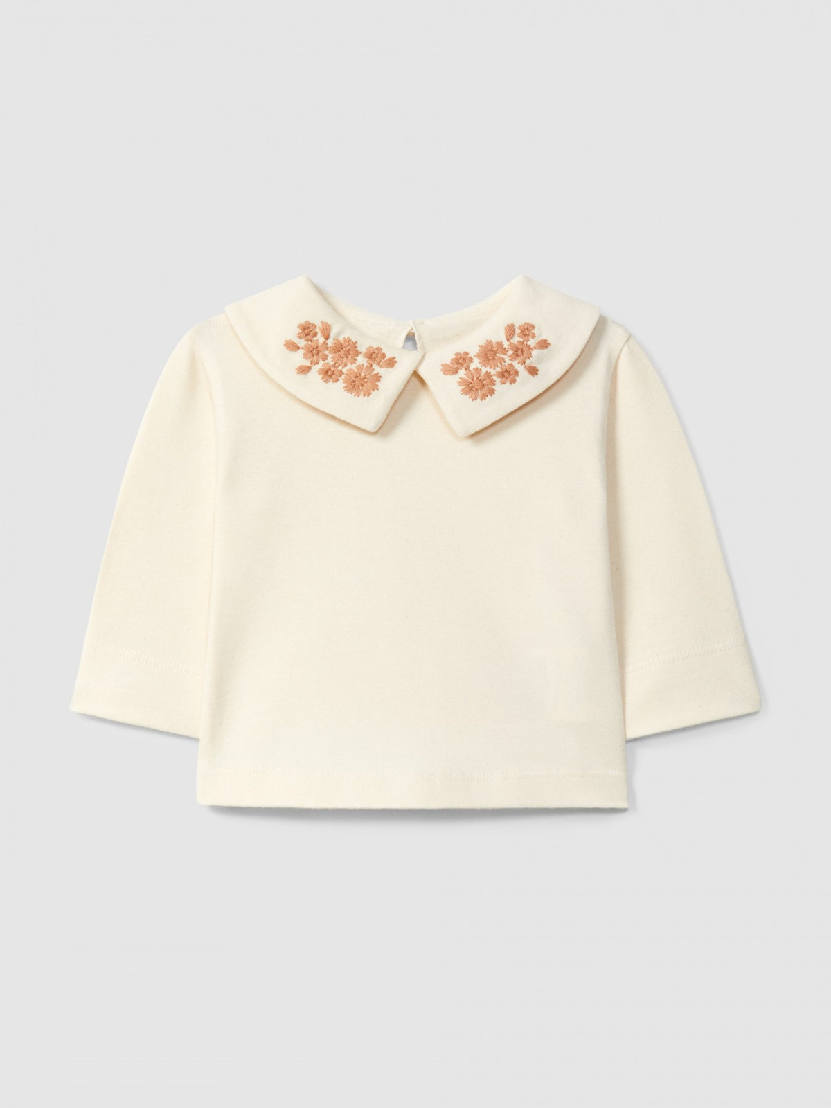 Longsleeve com gola flores bordadas