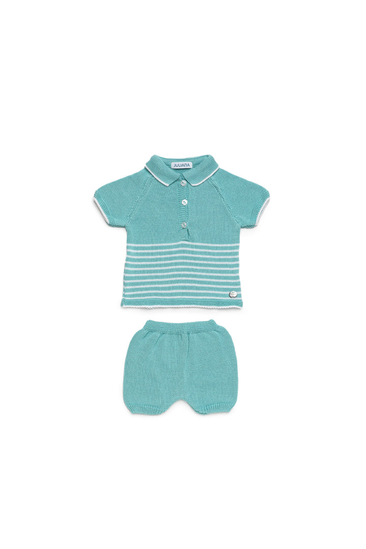 Conjunto calções e camisola às riscas