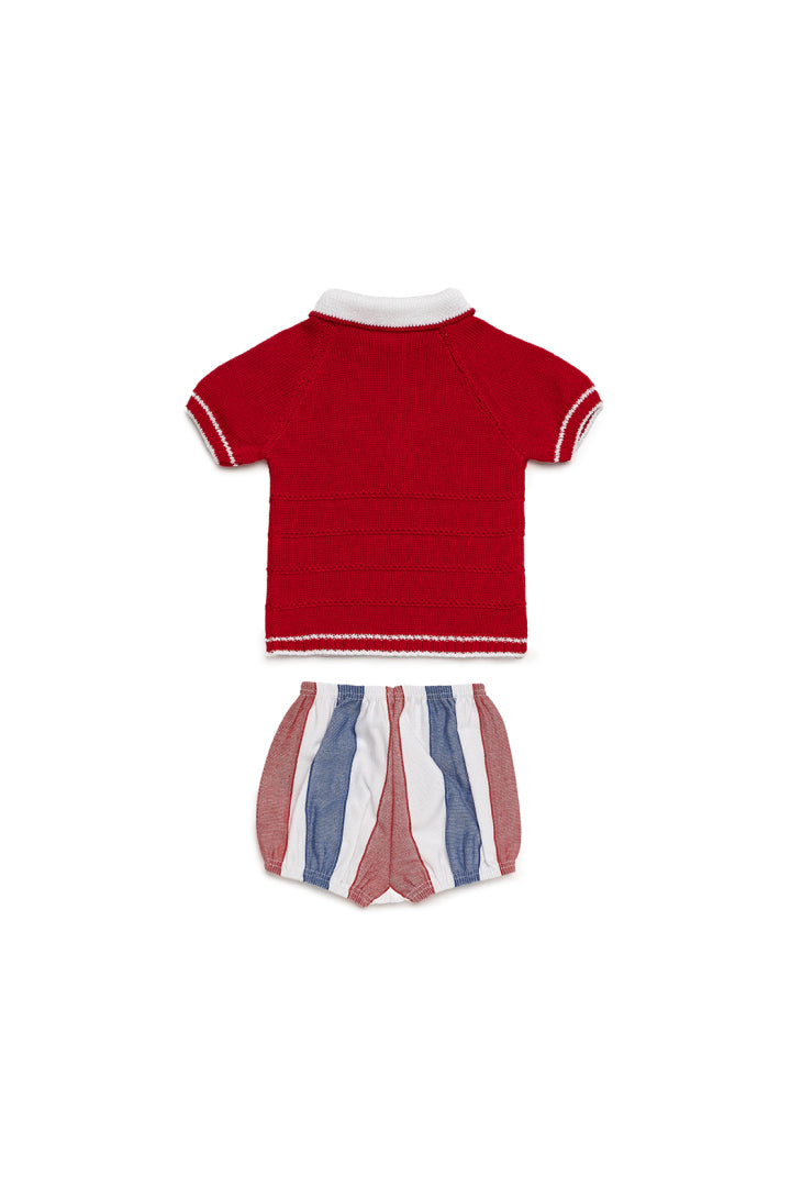 Conjunto de calça e blusa às riscas