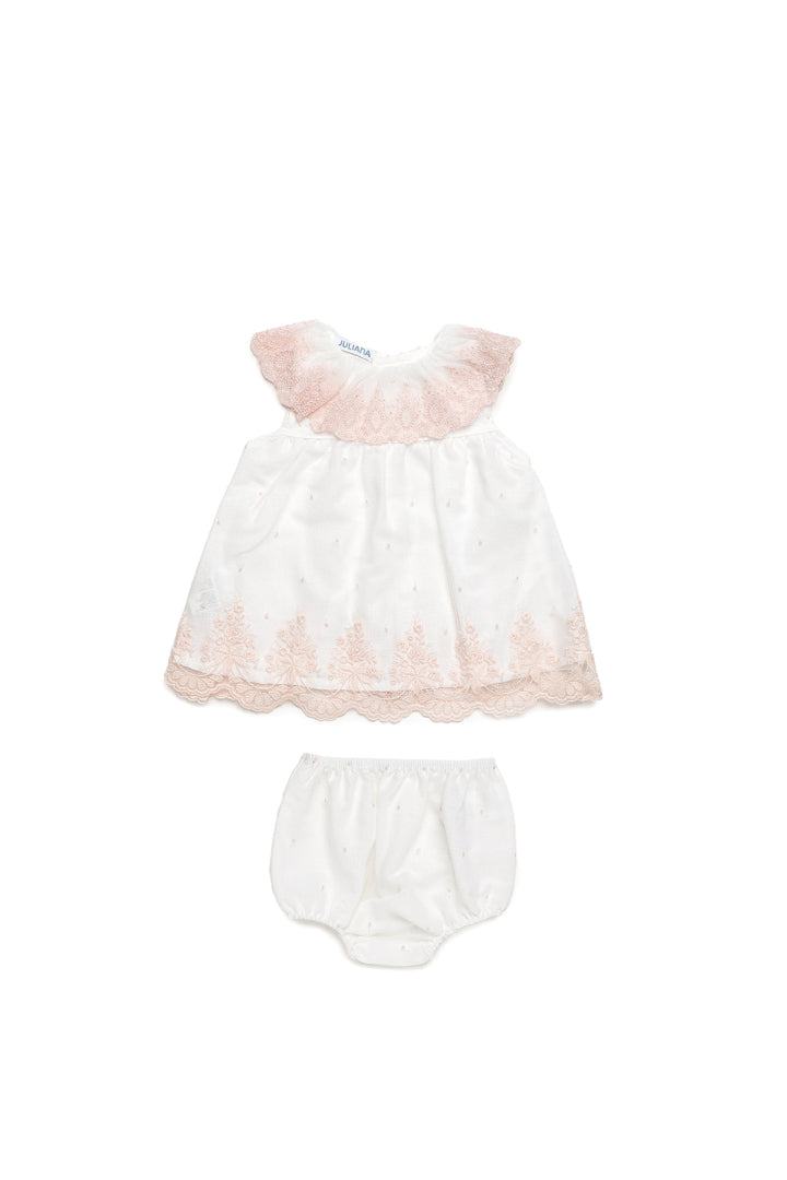 Vestido de bebé com calcinha de renda