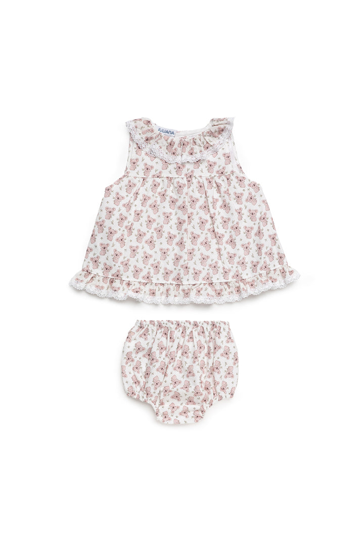 VESTIDO COM CUEQUINHA DE TECIDO COALAS