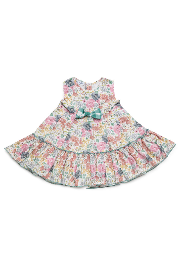 VESTIDO FLORAL COM DUAS BABADOTAS