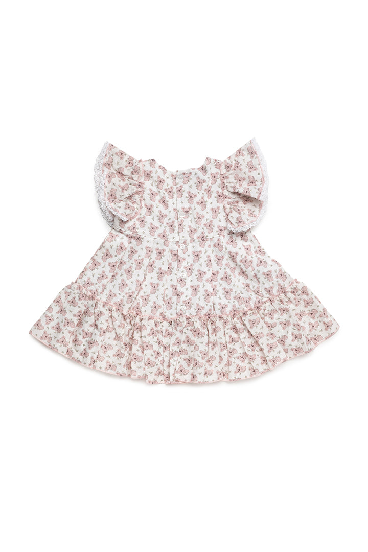 Vestido com 2 Folhos e Estampa de Coalas
