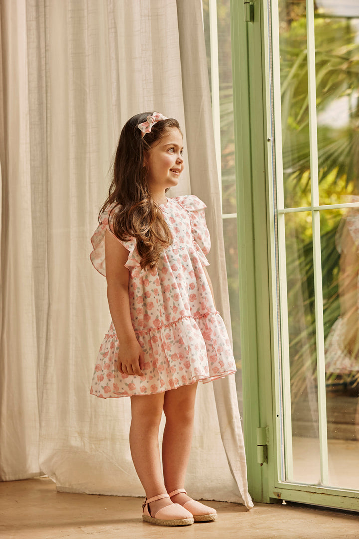 Vestido Floral com Dois Folhos