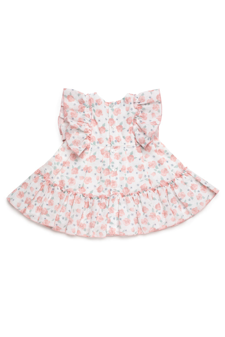 Vestido Floral com Dois Folhos