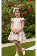 Vestido com 2 folhos, decote com folhos