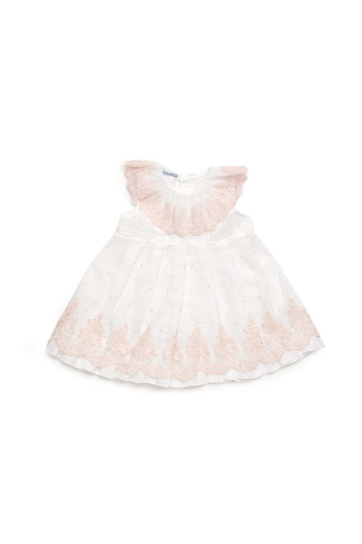 Vestido de Renda Cintada com Detalhe de Folho