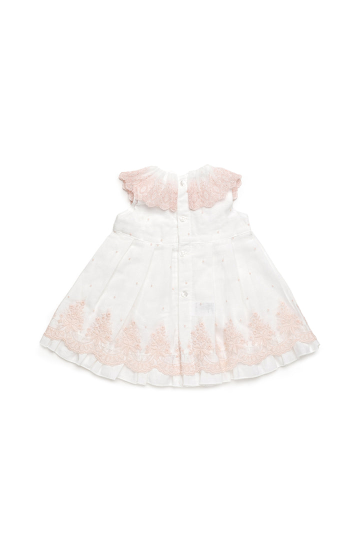 Vestido de Renda Cintada com Detalhe de Folho