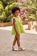 Vestido Cintado com Dois Folhos nos Ombros