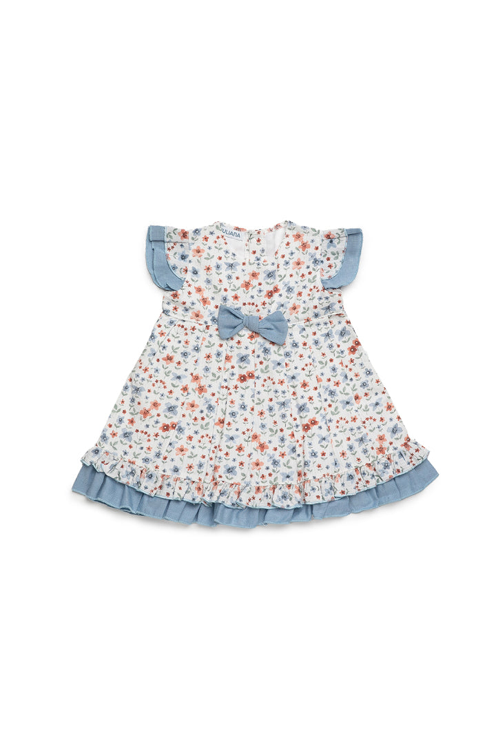 Vestido Cintado com Dois Folhos