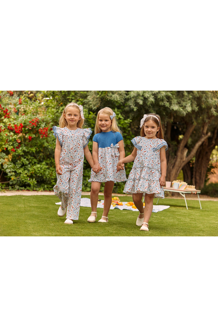 Vestido Cintado com Dois Folhos