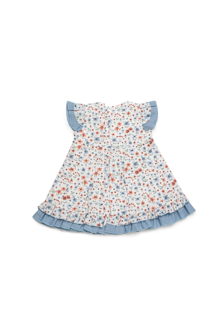 Vestido Cintado com Dois Folhos