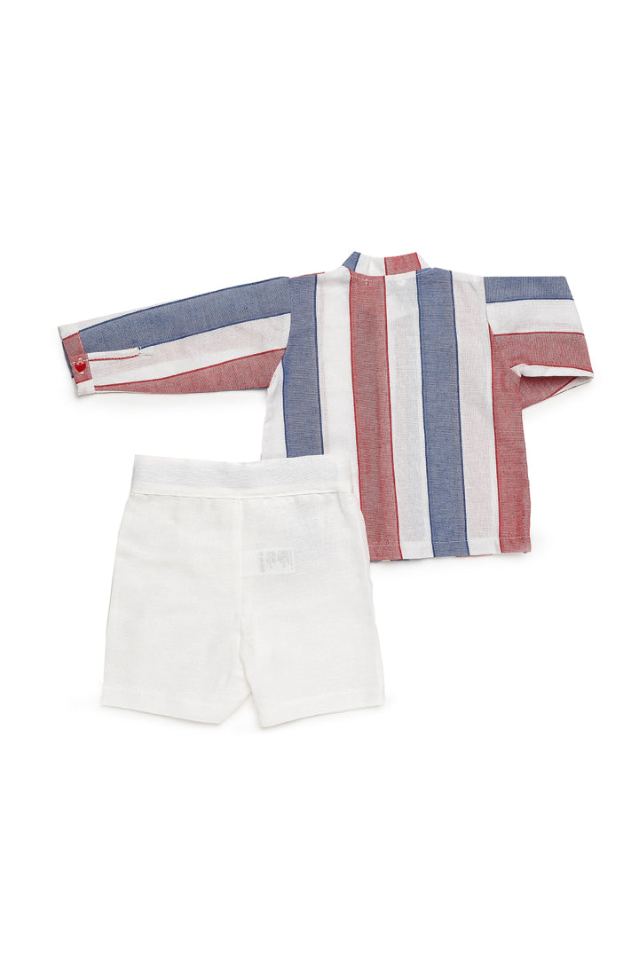 Conjunto de Camisa de Manga Comprida às Riscas para Menino