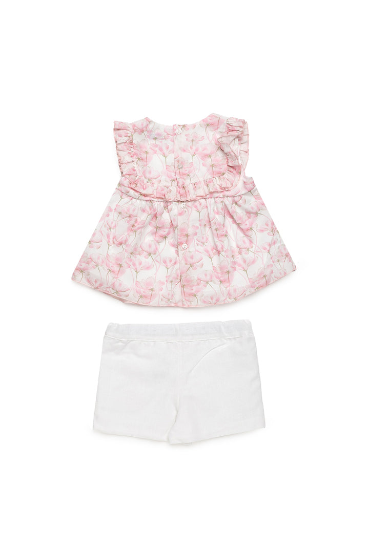 Conjunto de camisa e calças com estampado floral para menina