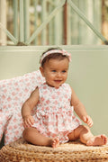 Conjunto de camisa sem mangas floral com folhos