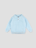 Camisola de Malha Azul Bebé com Gola Peter Pan