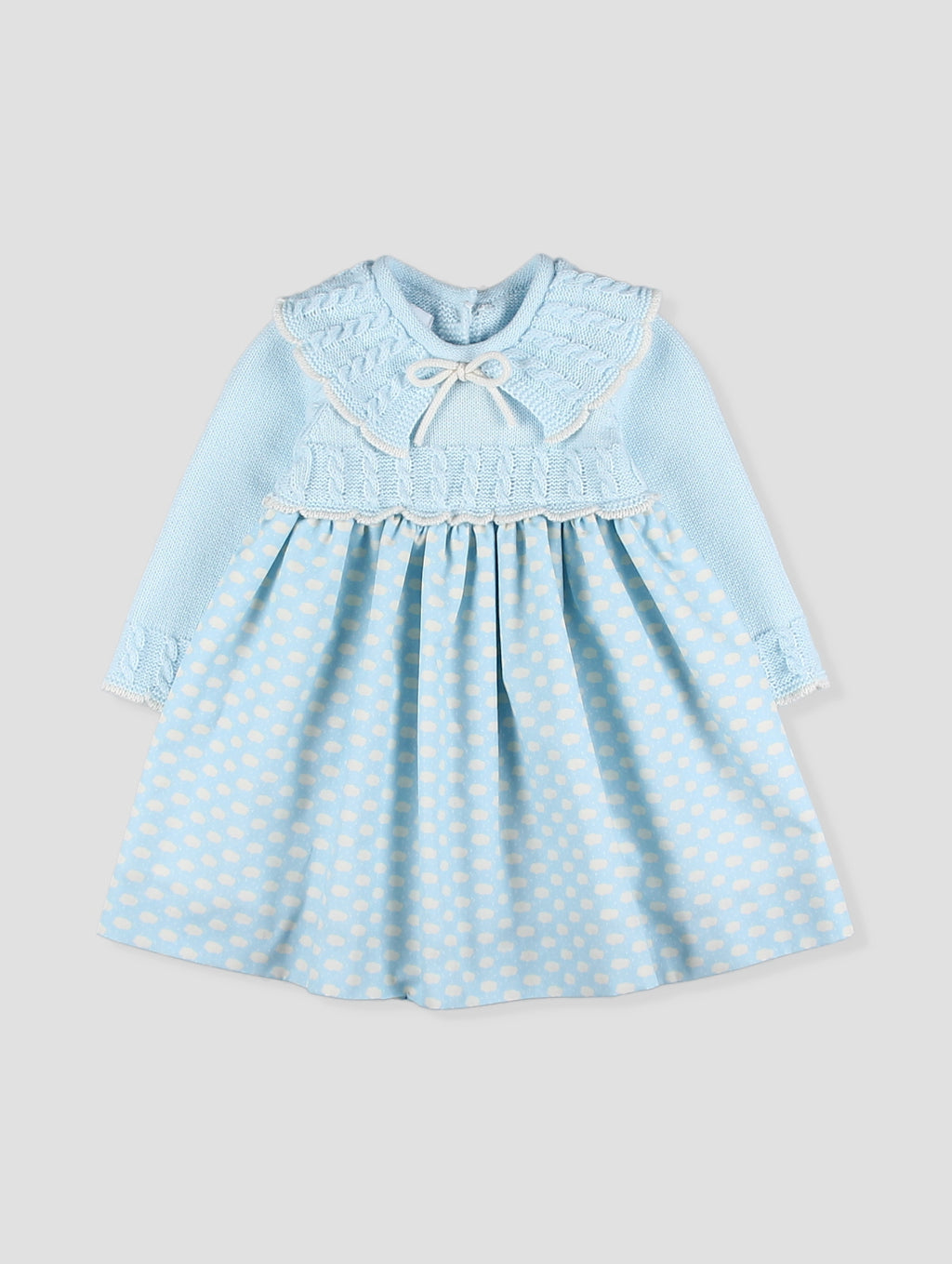 Vestido Azul-Céu com Gola de Folhos
