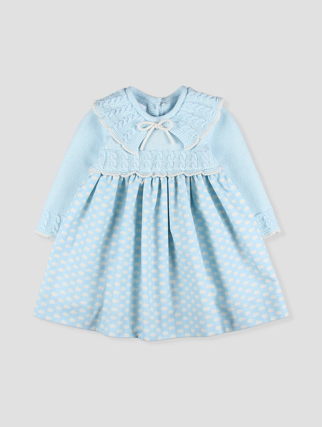 Vestido Azul-Céu com Gola de Folhos