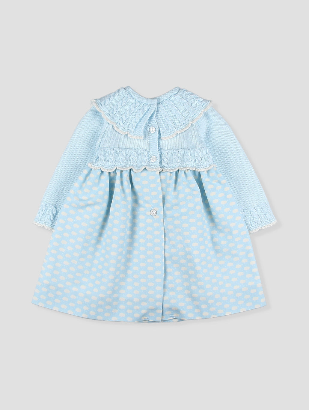 Vestido Azul-Céu com Gola de Folhos