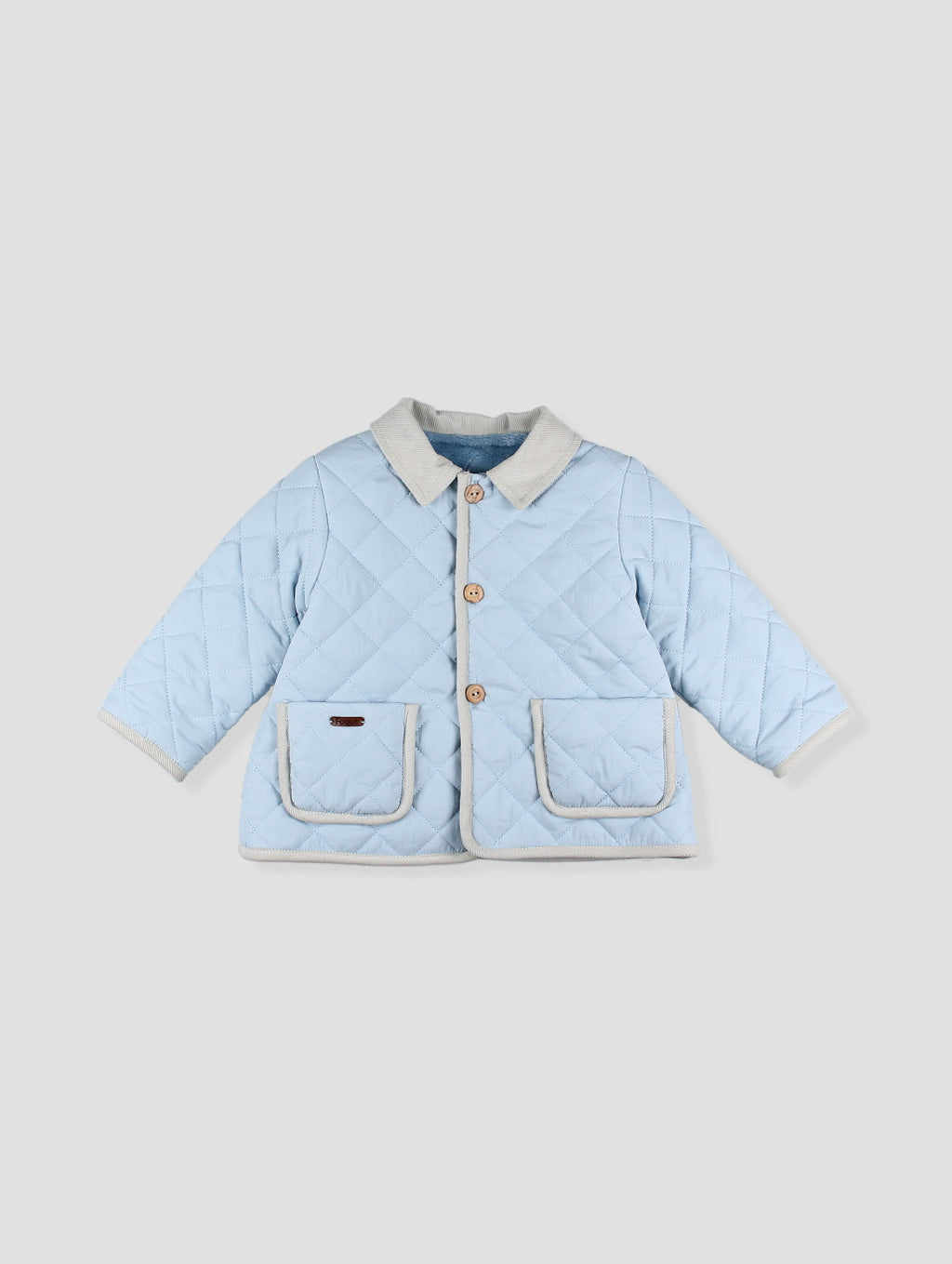 Casaco Acolchoado Azul-Claro com Bolsos
