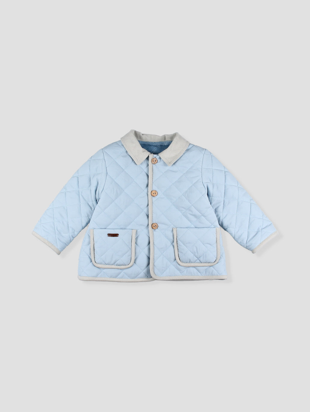 Casaco Acolchoado Azul-Claro com Bolsos