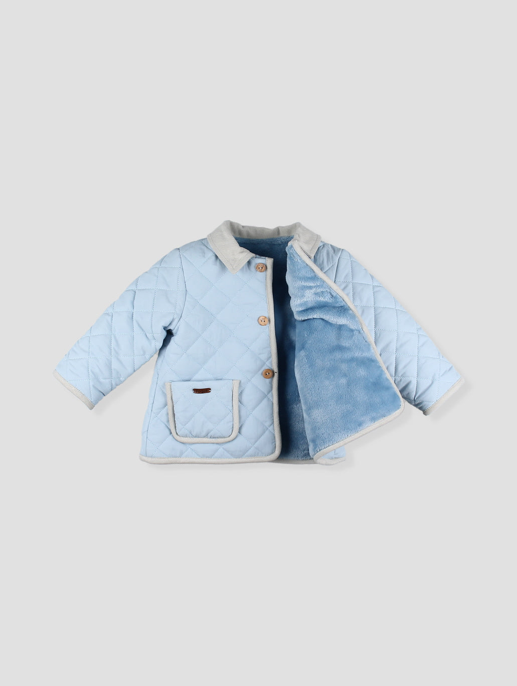 Casaco Acolchoado Azul-Claro com Bolsos