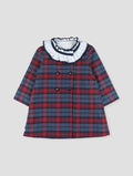 Vestido Xadrez Clássico com Gola Plissada