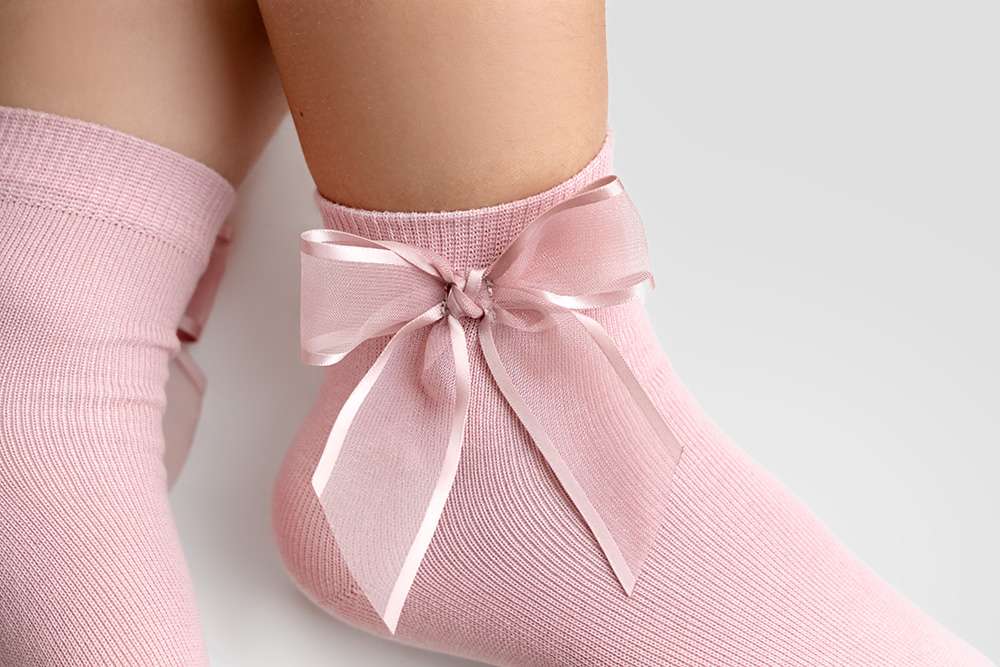 Soquete Liso C/ Laço Organza Acetinado