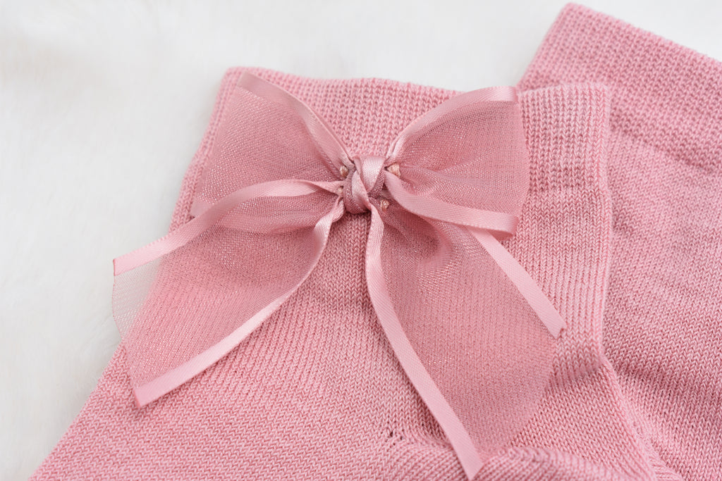 Soquete Liso C/ Laço Organza Acetinado