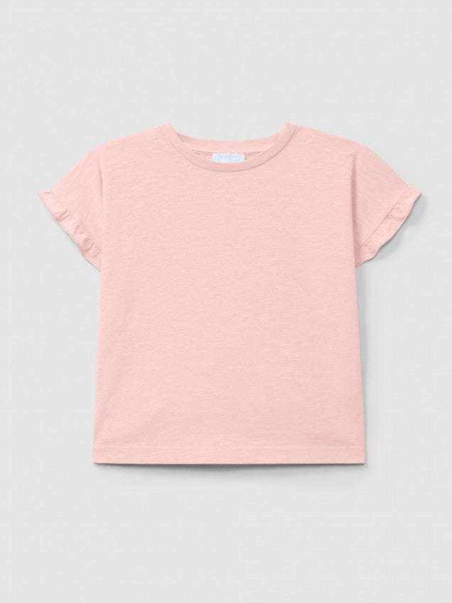 T-shirt com detalhe de folho nas mangas