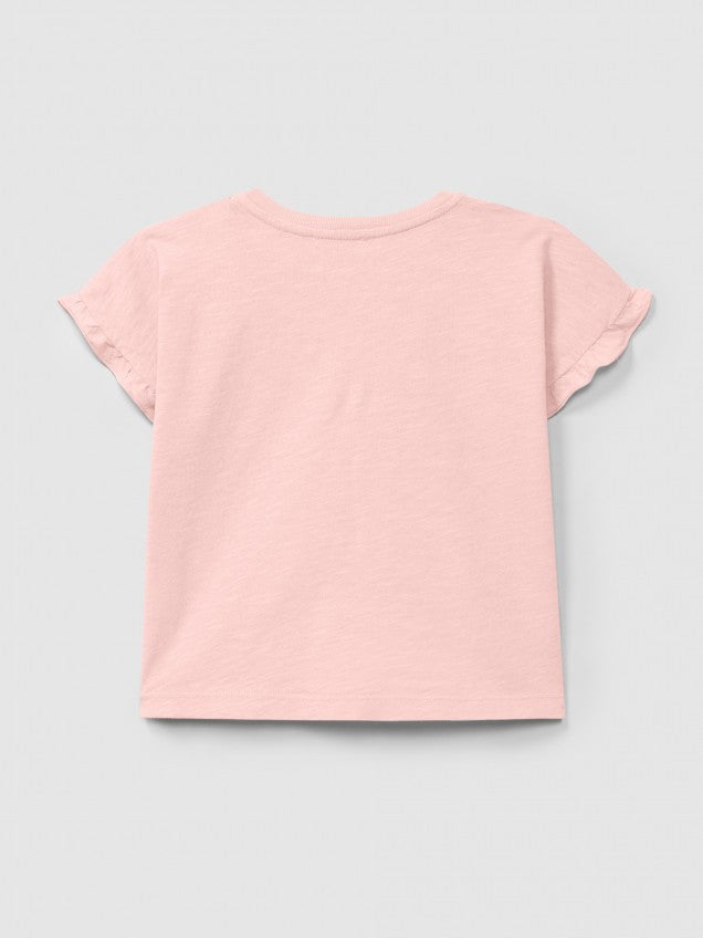 T-shirt com detalhe de folho nas mangas