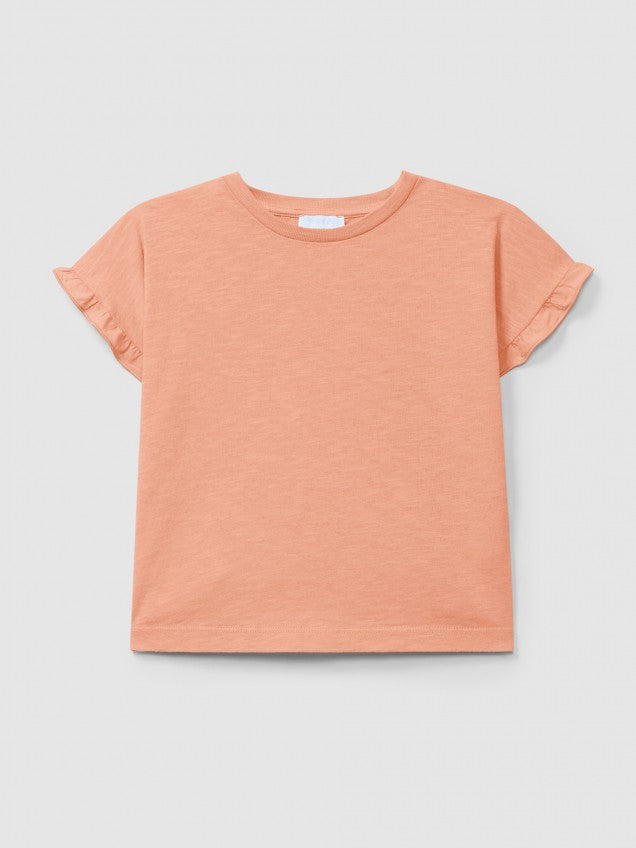 T-shirt com detalhe de folho nas mangas