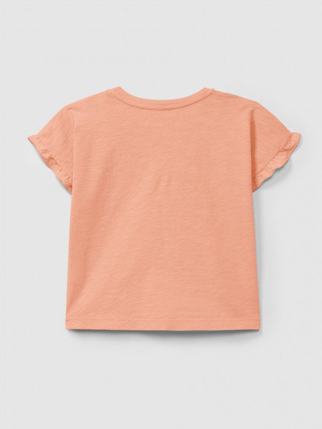 T-shirt com detalhe de folho nas mangas