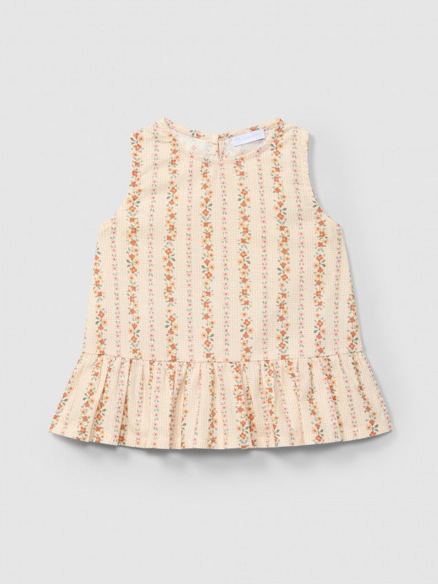 Top micro-vichy e flores