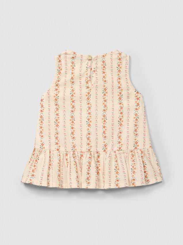 Top micro-vichy e flores