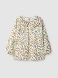 Blusa estampado floral e gola de folho