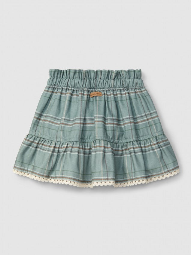 Saia estampada com detalhe de renda