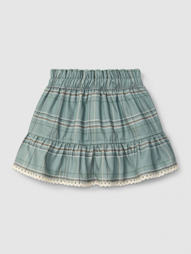 Saia estampada com detalhe de renda