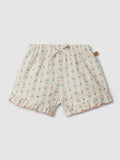 Calções pull-up estampado floral com detalhe de folho